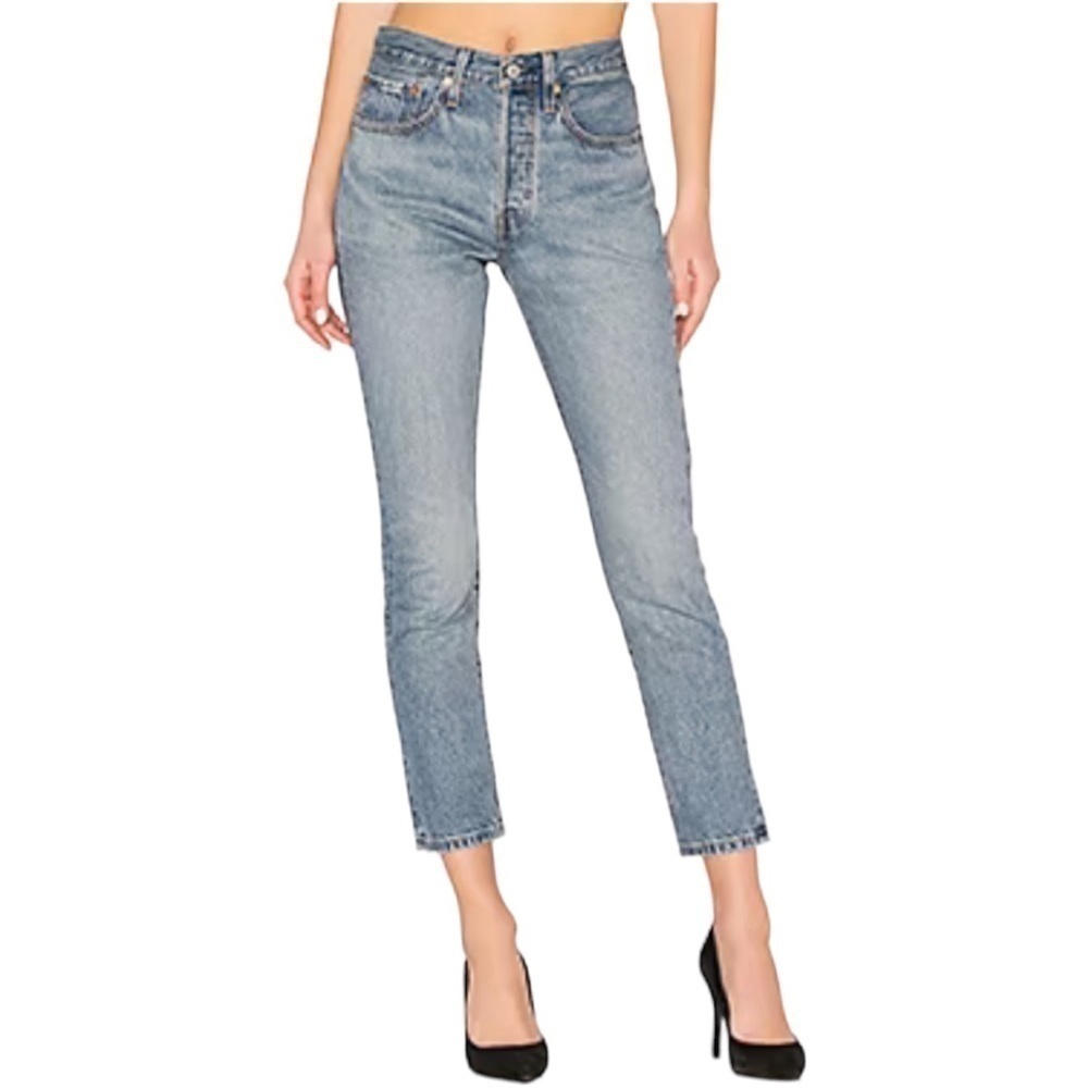 Levi's Premium 501 S High Rise Ankle Medium Wash Denim Jeans Women's Size 26